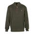 Dark green wool blend high neck sweater with quarter-zip, perfect for day long wear