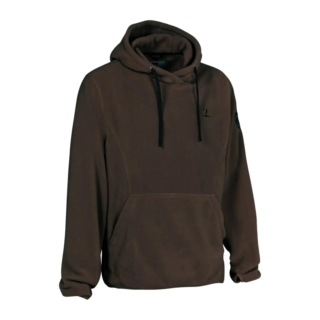 Brown Percussion Fleece Hooded Sweatshirt with front pocket and drawstrings