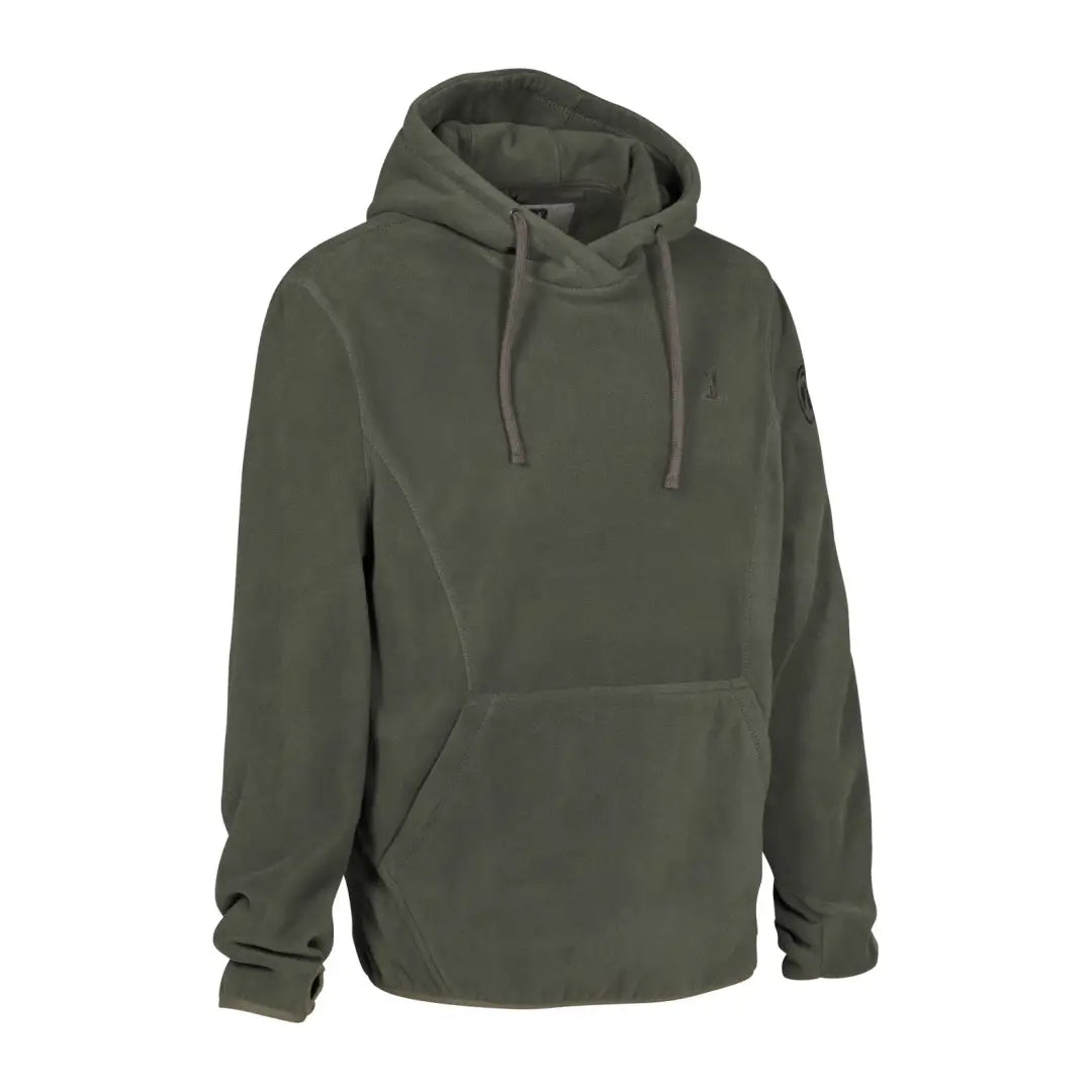 Olive green Percussion Fleece Hooded Sweatshirt with front pocket style