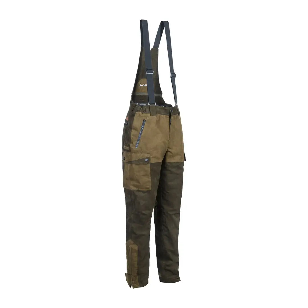 Camouflage Percussion Grand Nord Trousers with shoulder straps and pockets for hunters