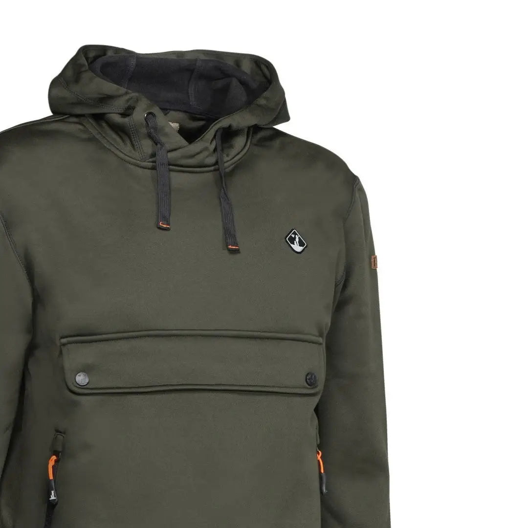 Olive green Percussion Hooded Sweatshirt with front pocket and logo emblem