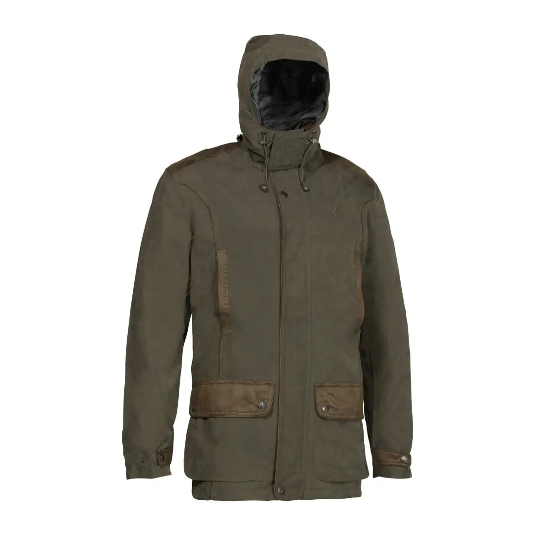 Olive green Percussion Marly Jacket with multiple pockets and zipper closure