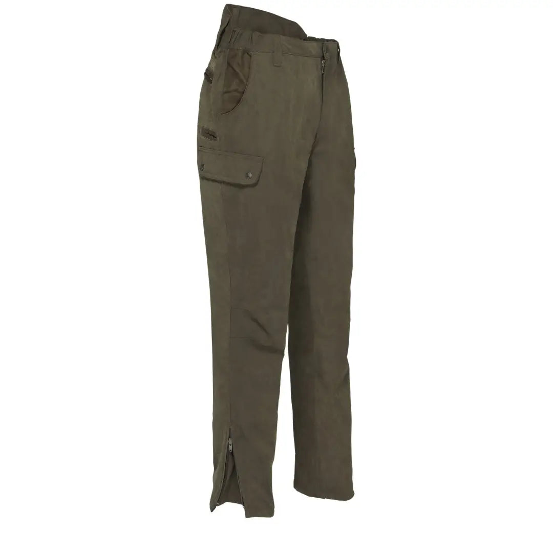 Olive green Percussion Marly Trousers with side pocket and ankle zippers