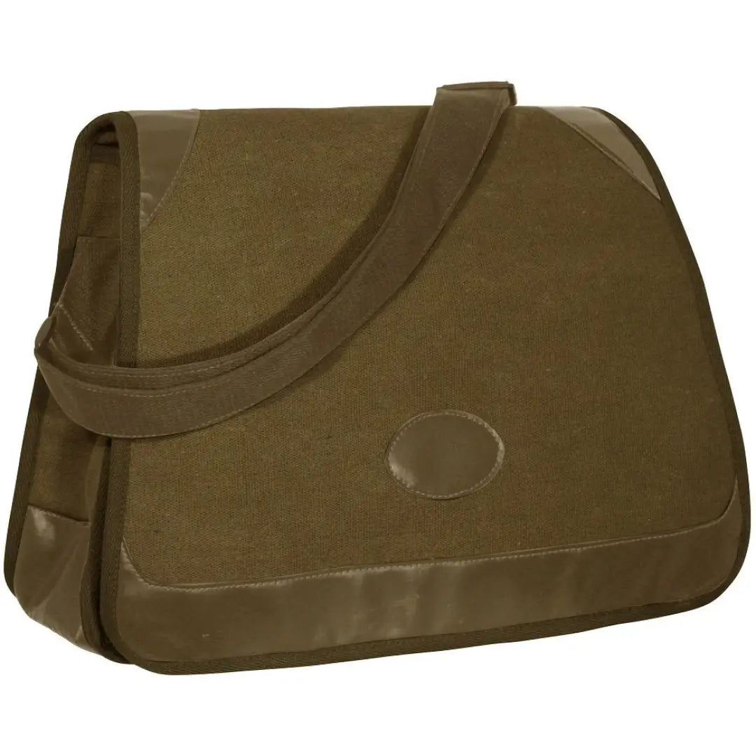 Olive green Percussion Rambouillet Game Bag with a stylish curved flap and oval emblem