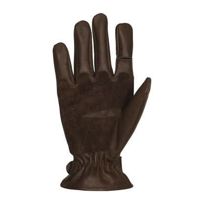 Dark brown leather gloves with gathered wrist from Percussion Rambouillet collection