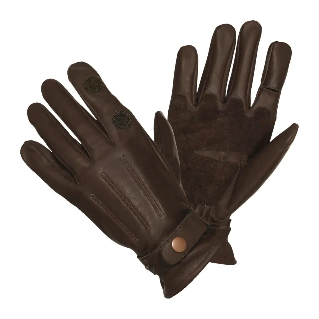 Dark brown Percussion Rambouillet Leather Gloves with wrist snap closure