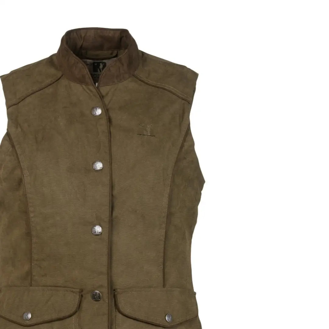 Olive green sleeveless vest with buttons from the Percussion Rambouillet Original line