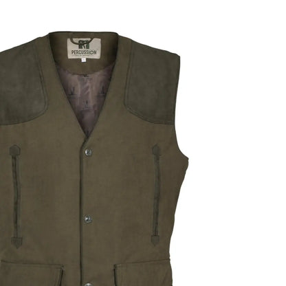 Olive green Percussion Rambouillet Original Waistcoat with pockets and shoulder patches