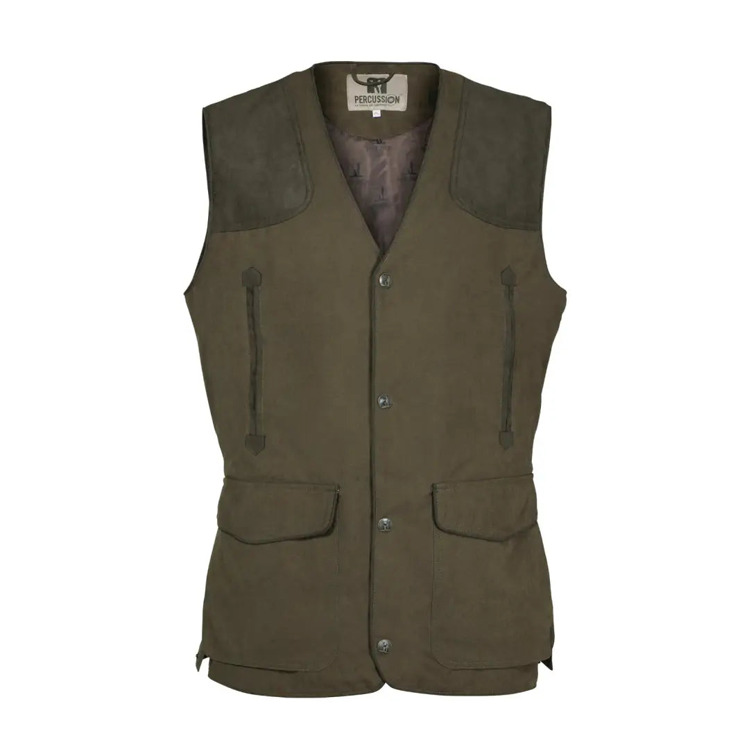 Olive green Percussion Rambouillet Original Waistcoat with pockets and button closure