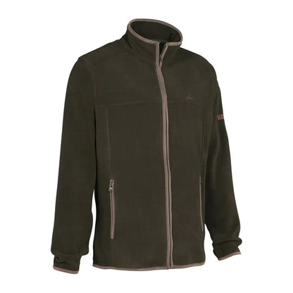 Dark green Percussion Scotland fleece jacket with zipped hand pockets and contrasting trim