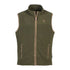 Olive green Percussion Scotland fleece vest with zipper and side pockets