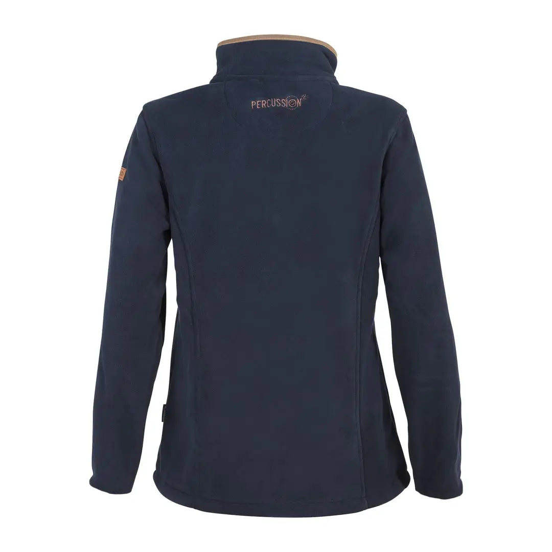 Navy blue Percussion Scotland Ladies Fleece Jacket with high collar and long sleeves