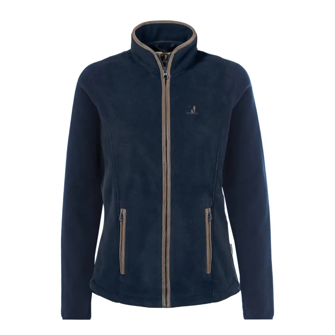 Navy blue Percussion Scotland Ladies Fleece Jacket with zipper and contrast trim