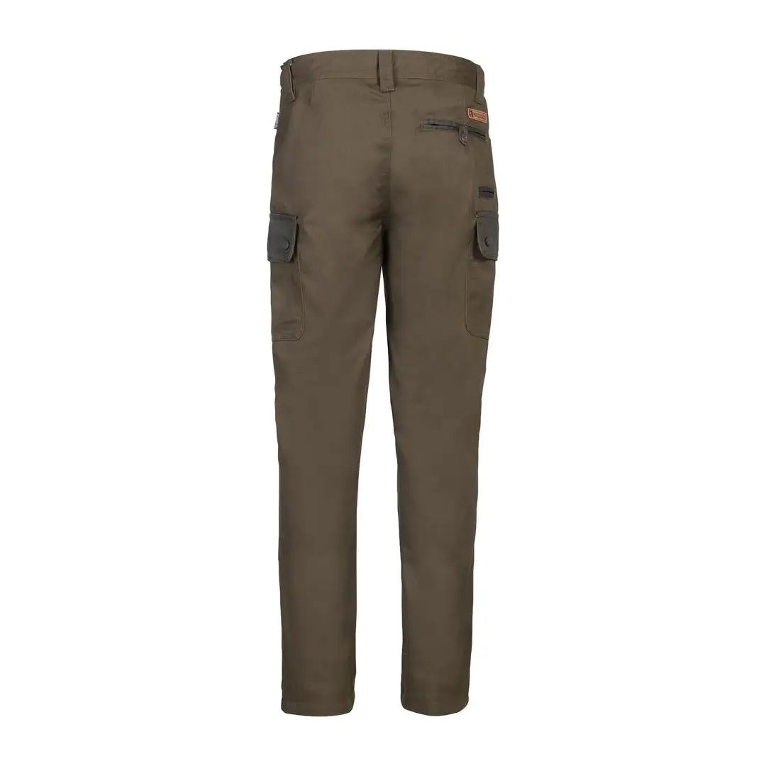 Olive green Percussion Tradition Trousers with side pockets and brand label