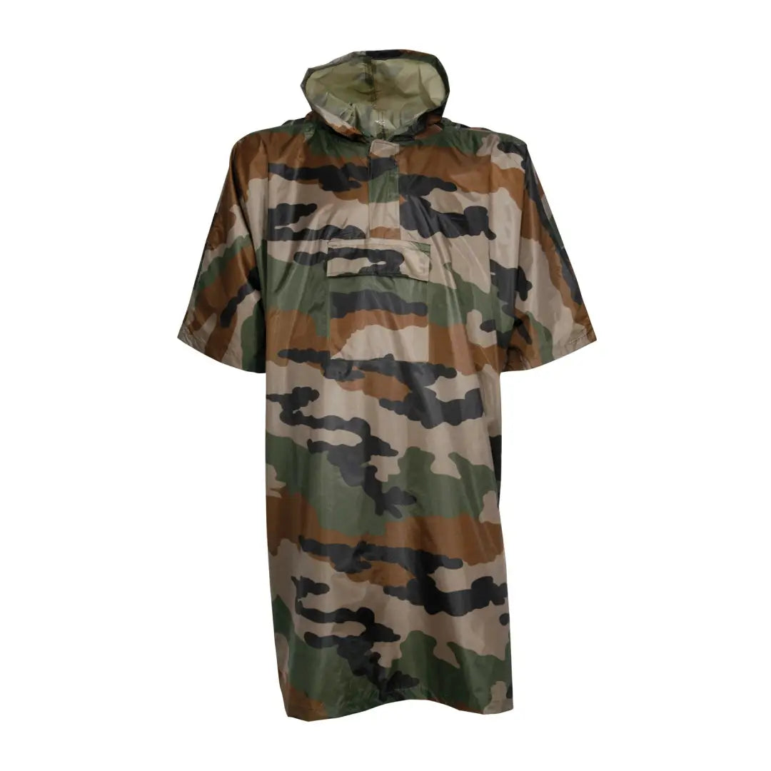 Camouflage-patterned Percussion Waterproof Poncho with a hood for ultimate protection