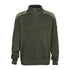 Dark green Percussion Zipped Neck Sweater in cozy wool blend with stylish shoulder panels