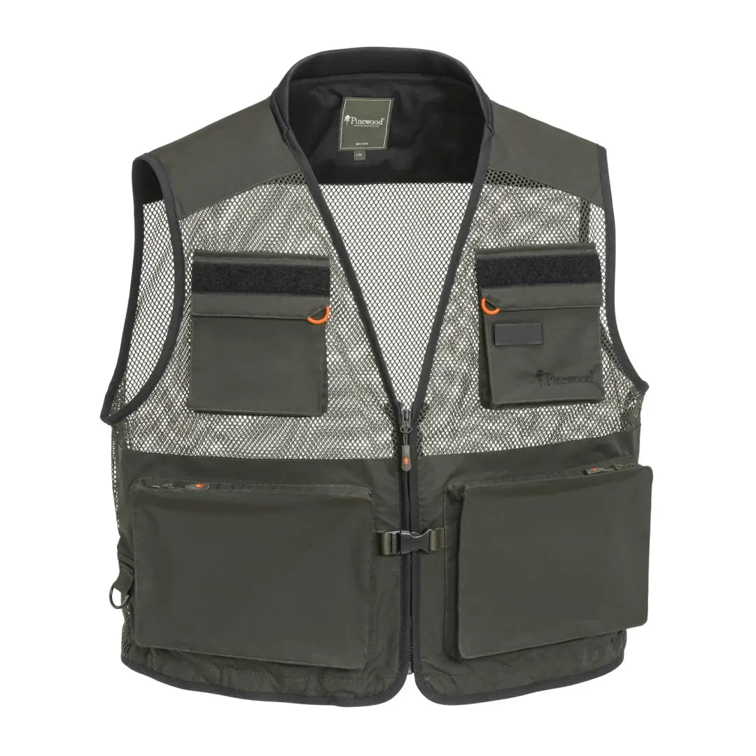 Pinewood Active Fishing Vest features breathable mesh panels and handy pockets for fishing