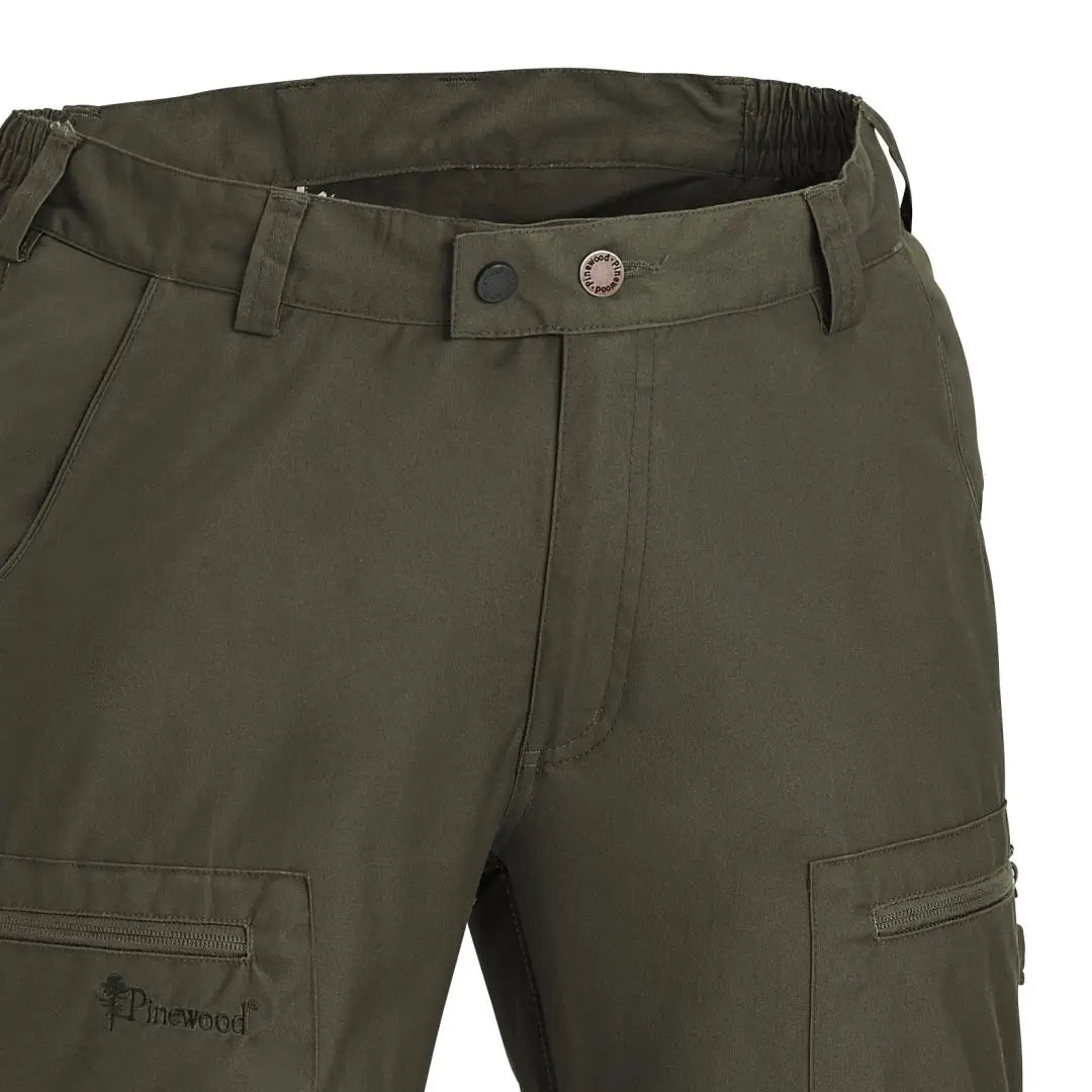 Olive green Pinewood Caribou TC Men’s Trousers, durable water repellent outdoor hiking trousers