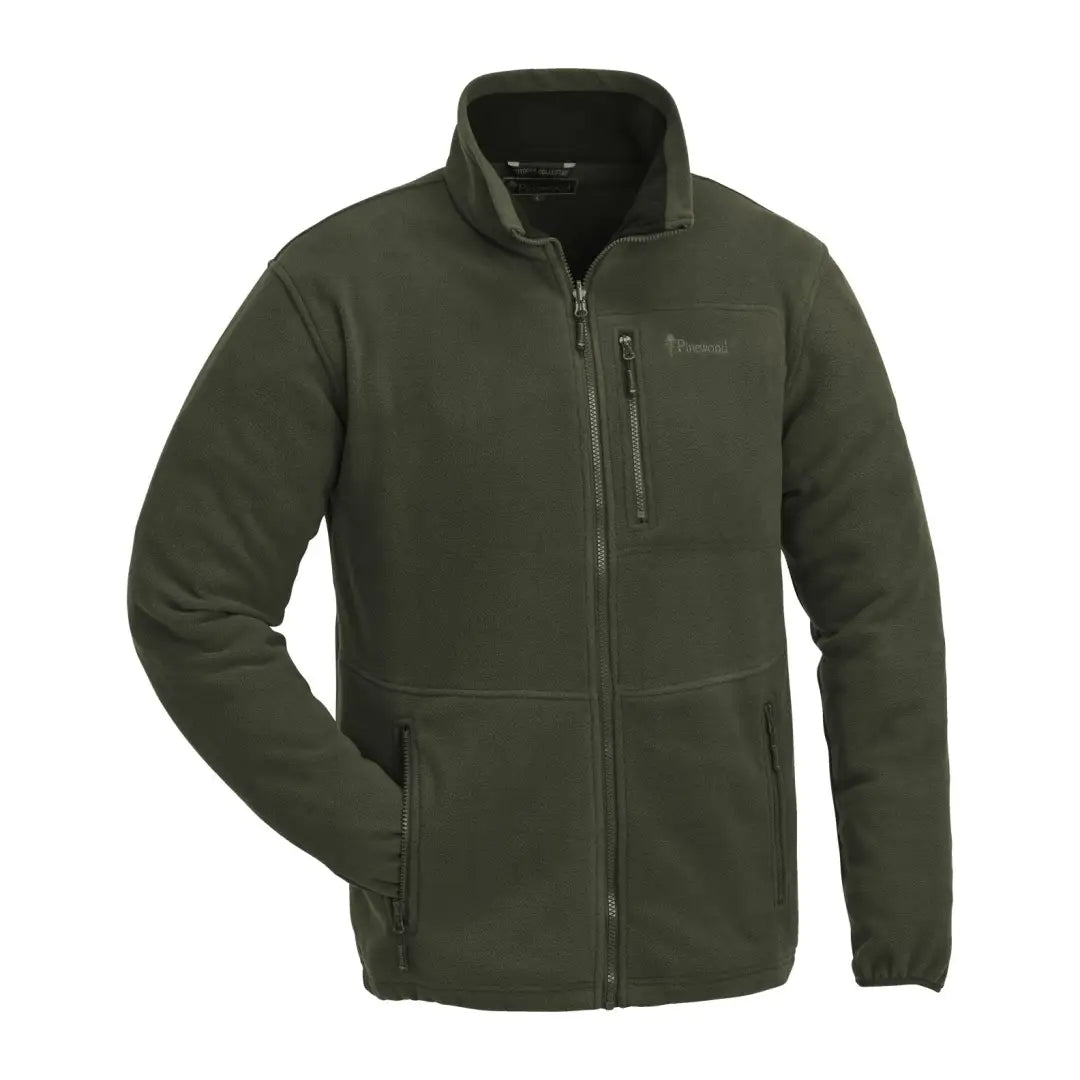 Dark green Pinewood Kids Finnveden Fleece Jacket with zipper and chest pocket