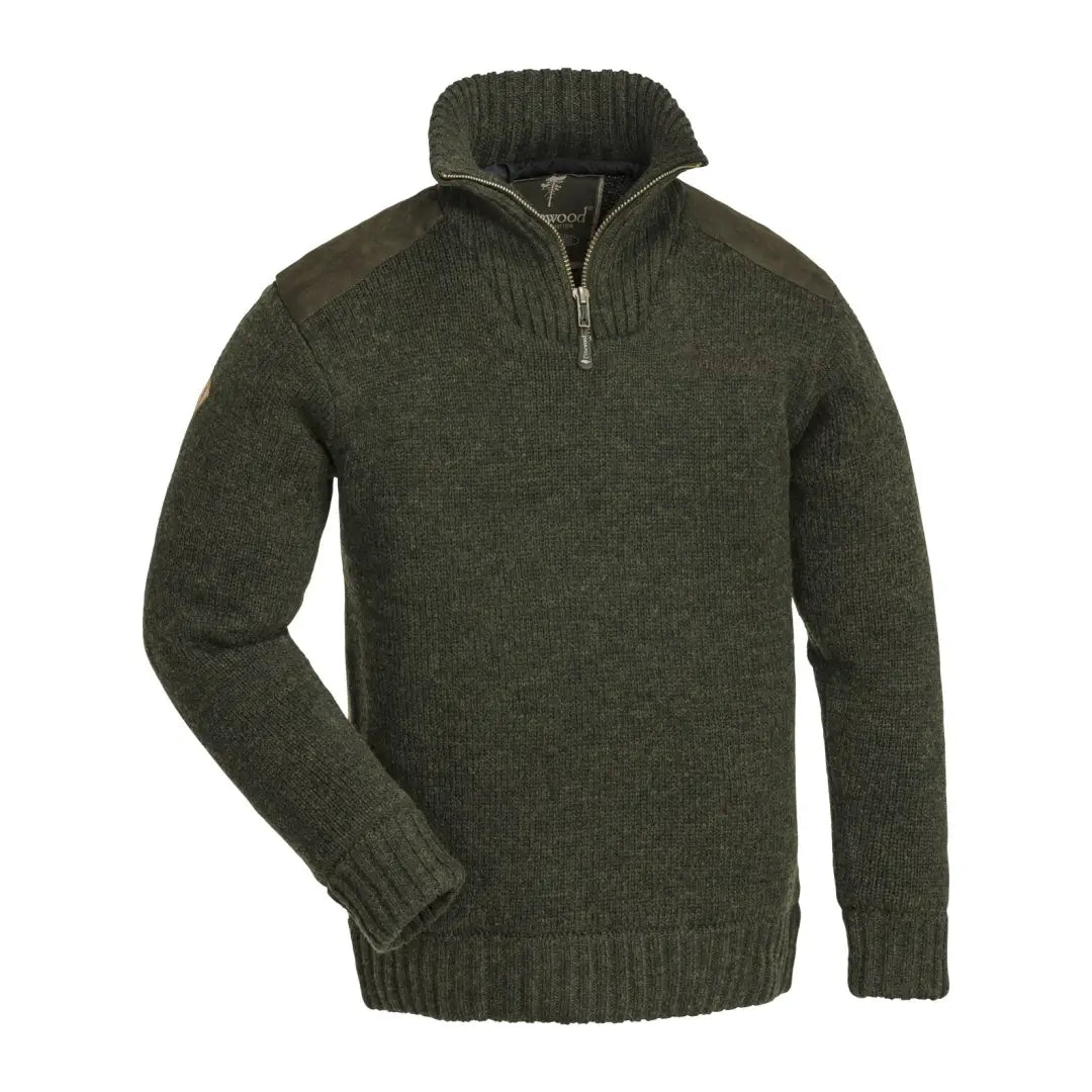 Dark green Pinewood Kids Hurricane sweater with a cozy quarter-zip collar