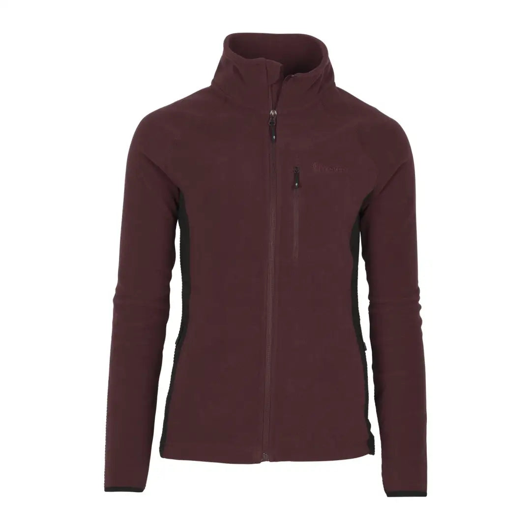 Burgundy Pinewood Ladies Air Vent Fleece Jacket with high collar and chest pocket