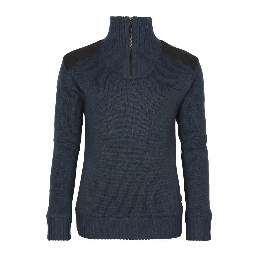 Navy blue Pinewood Ladies Hurricane sweater with ribbed collar and cuffs