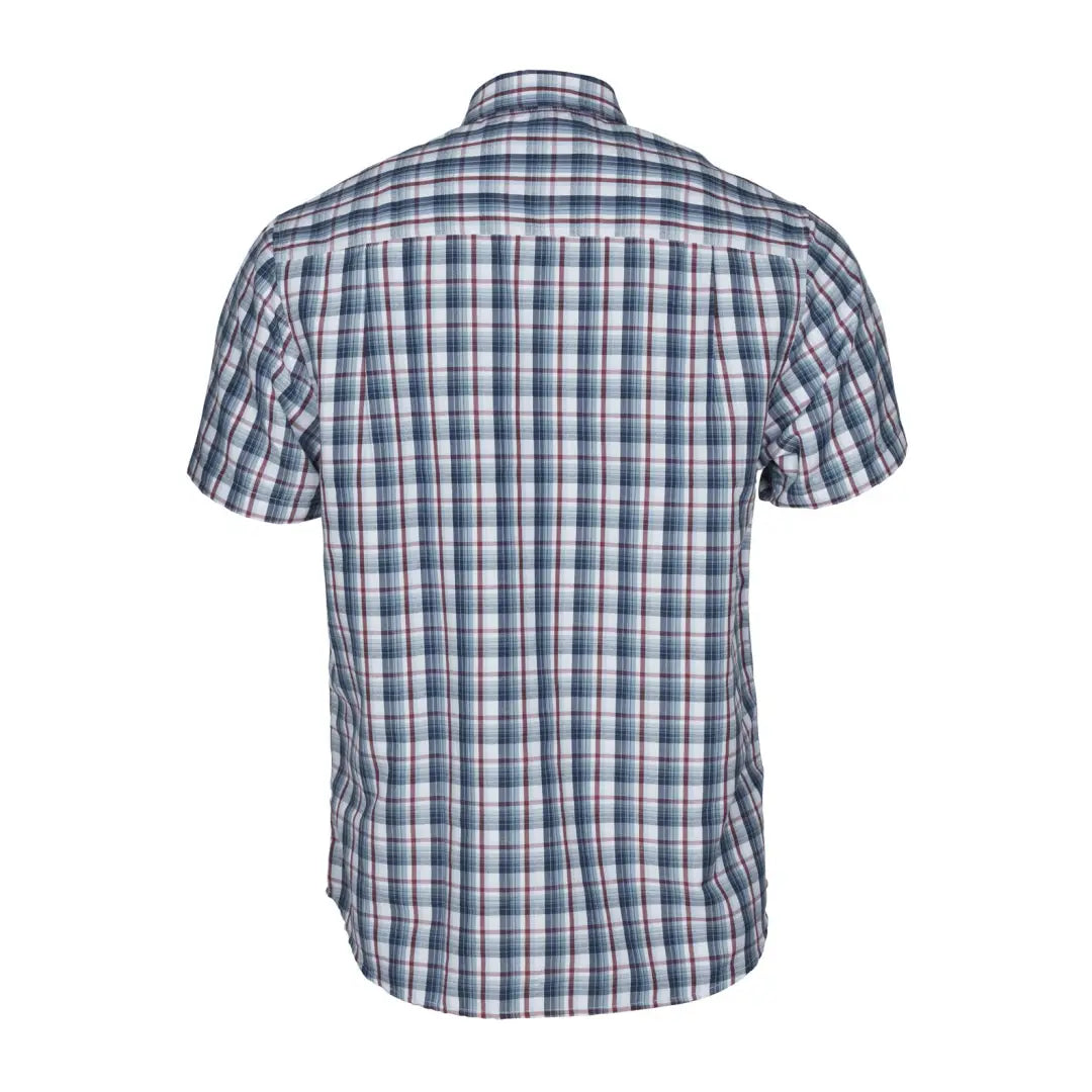 Short-sleeved plaid Pinewood Summer Shirt in blue, gray, and white for stylish summers