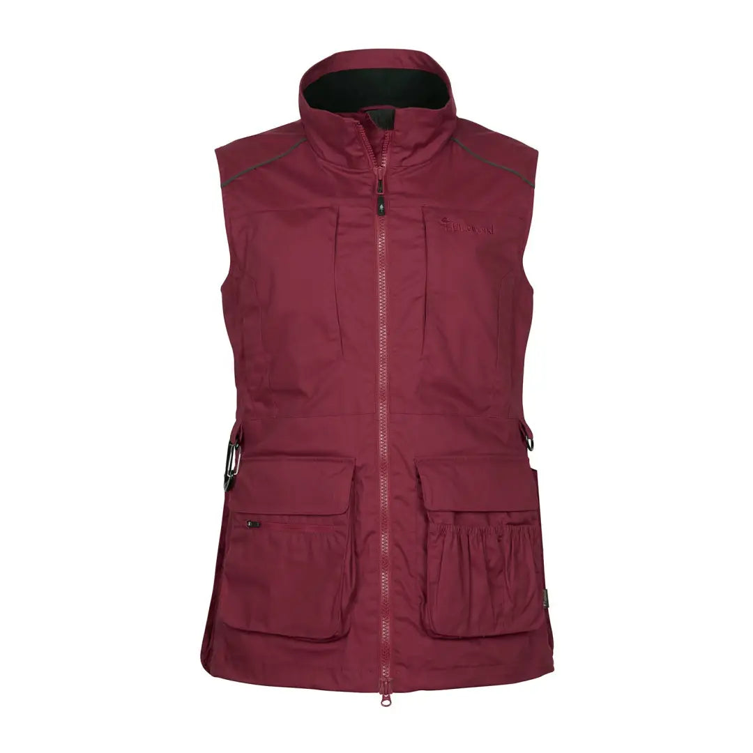 Burgundy Pinewood Womens Dog Sports Trainer Vest with pockets and zipper, a great equipped option