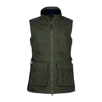 Dark green sleeveless Pinewood Womens Dog Sports Trainer Vest with pockets and zipper