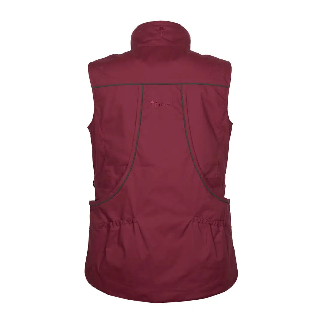 Burgundy sleeveless training vest with pockets and high collar, an equipped option for trainers