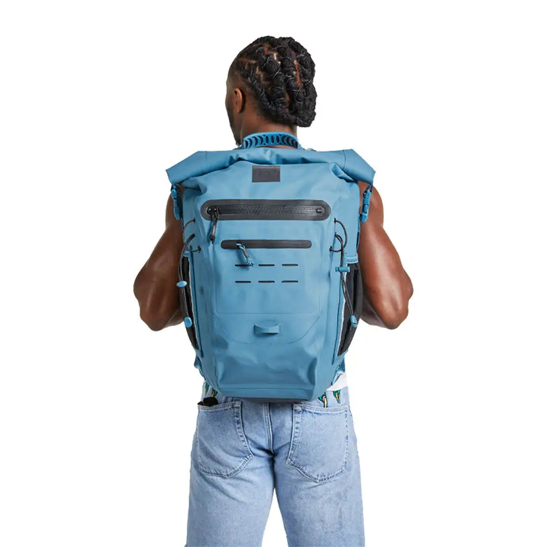 Blue waterproof backpack with multiple compartments for all your adventure waterproof needs