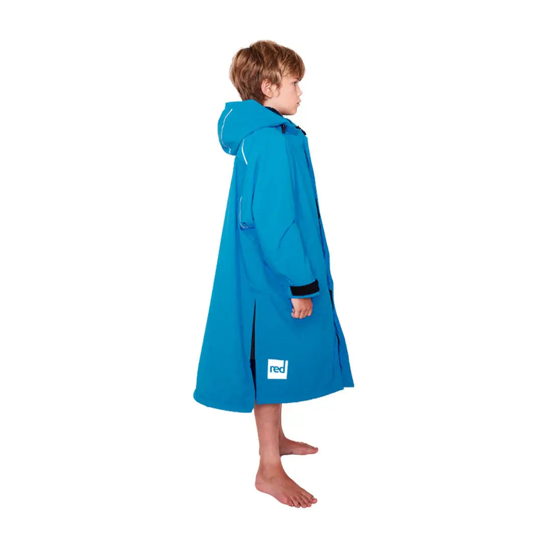 Bright blue kids dry pro robe towel for cozy post-swim warmth and fun