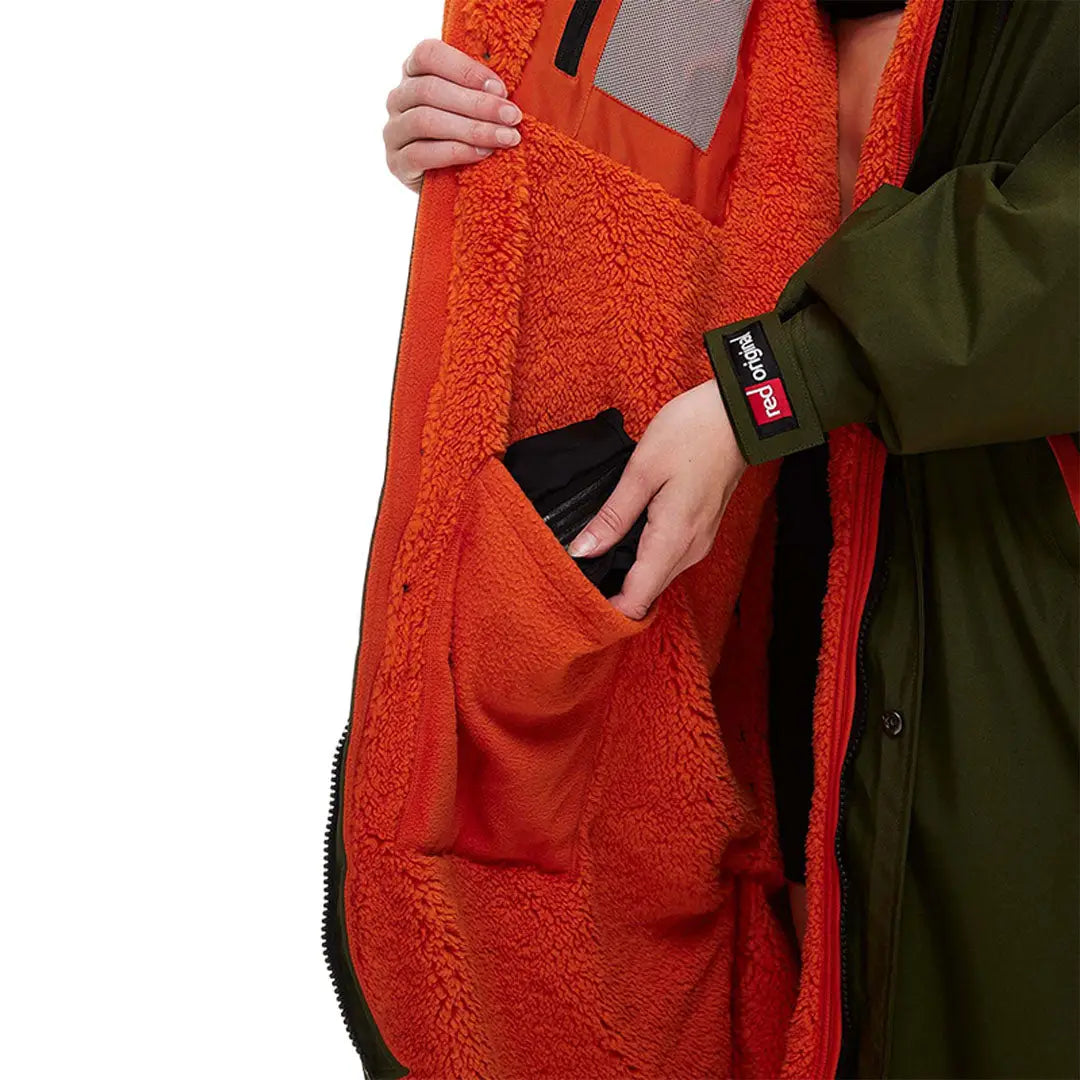 Bright orange fleece jacket with pocket and zipper from Red Pro Change Long Sleeve Evo Jacket