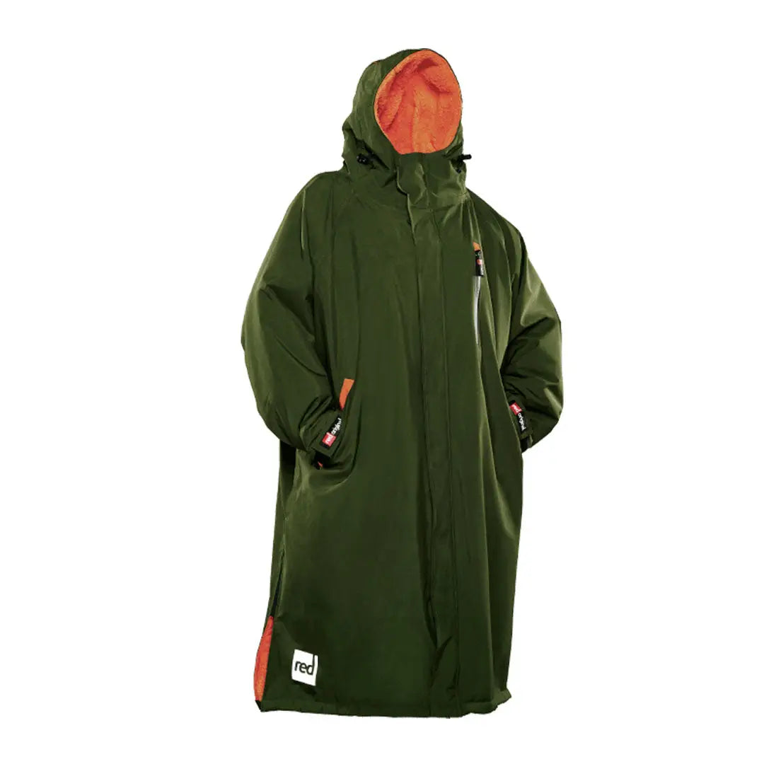 Stylish Green waterproof coat with orange lining in the Red Pro Change Long Sleeve Evo Jacket