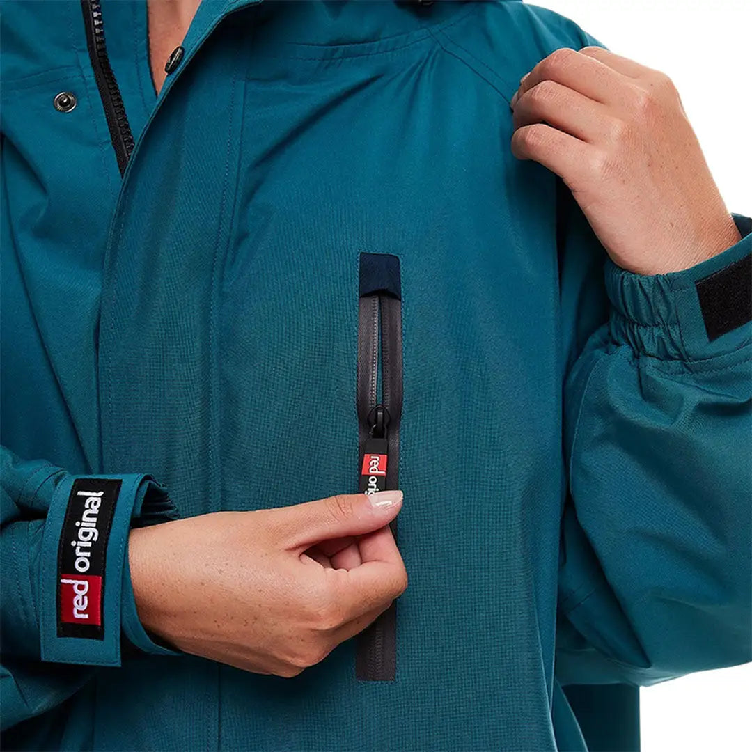 Teal Red Pro Change Long Sleeve Evo Jacket with zipper and branded wrist strap