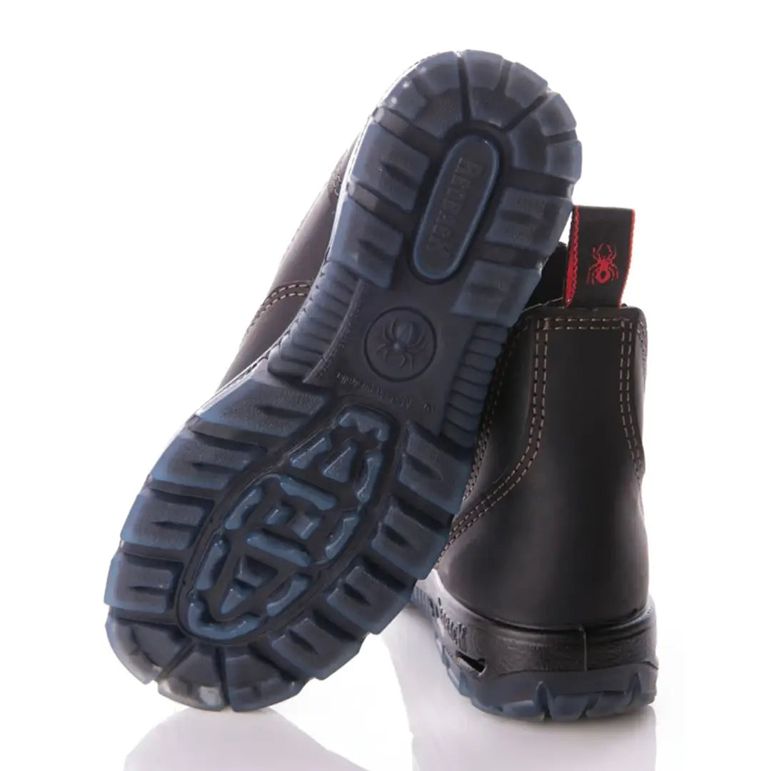 Black leather Redback Bobcat Soft Toe Boot with rugged rubber sole for tough work