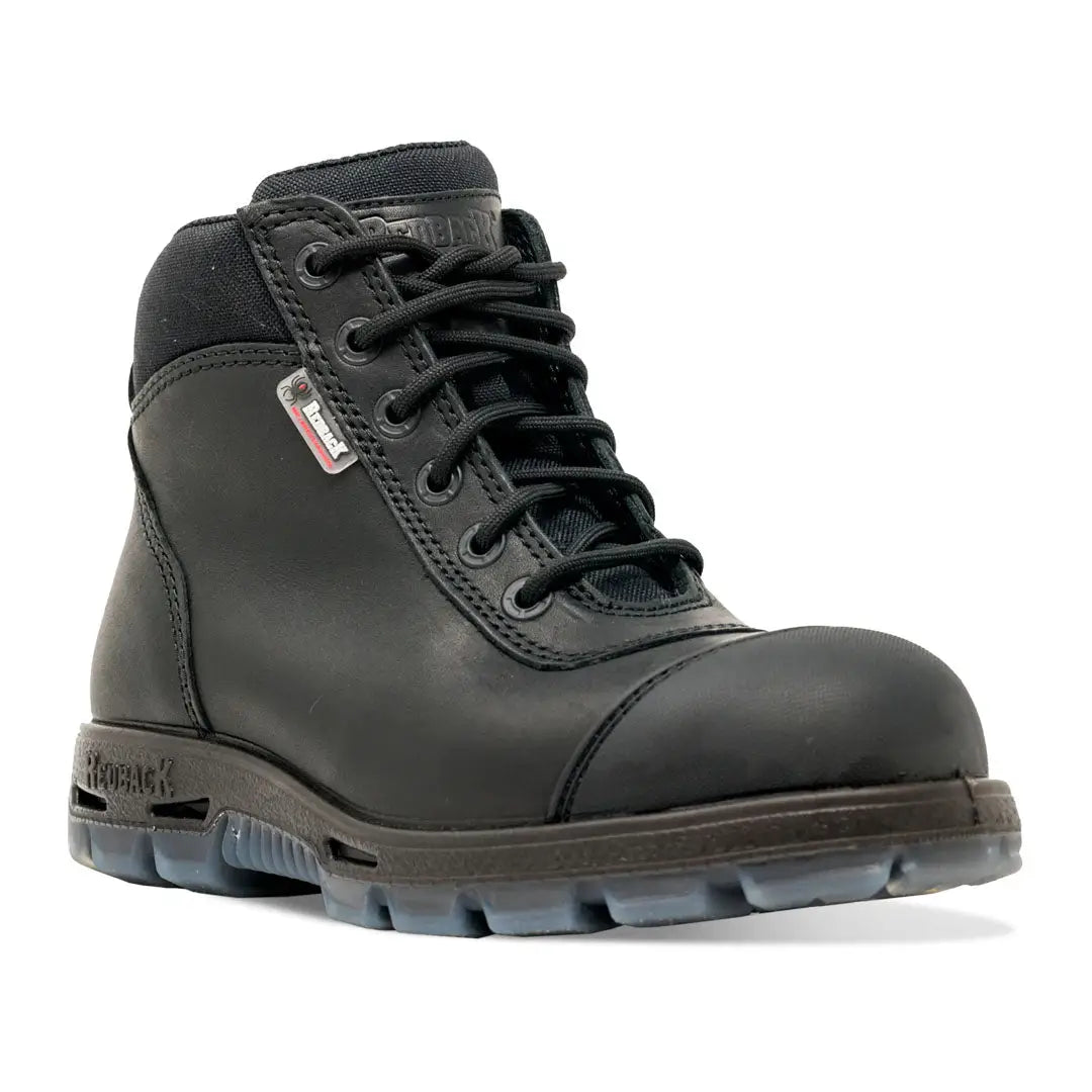 Black Redback Cobar Lace Zip up Safety Boot with steel toe and sturdy sole