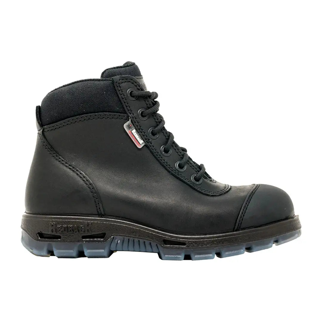 Stylish Black Redback Cobar Lace Zip Up Safety Boot with Steel Toe and Sturdy Sole