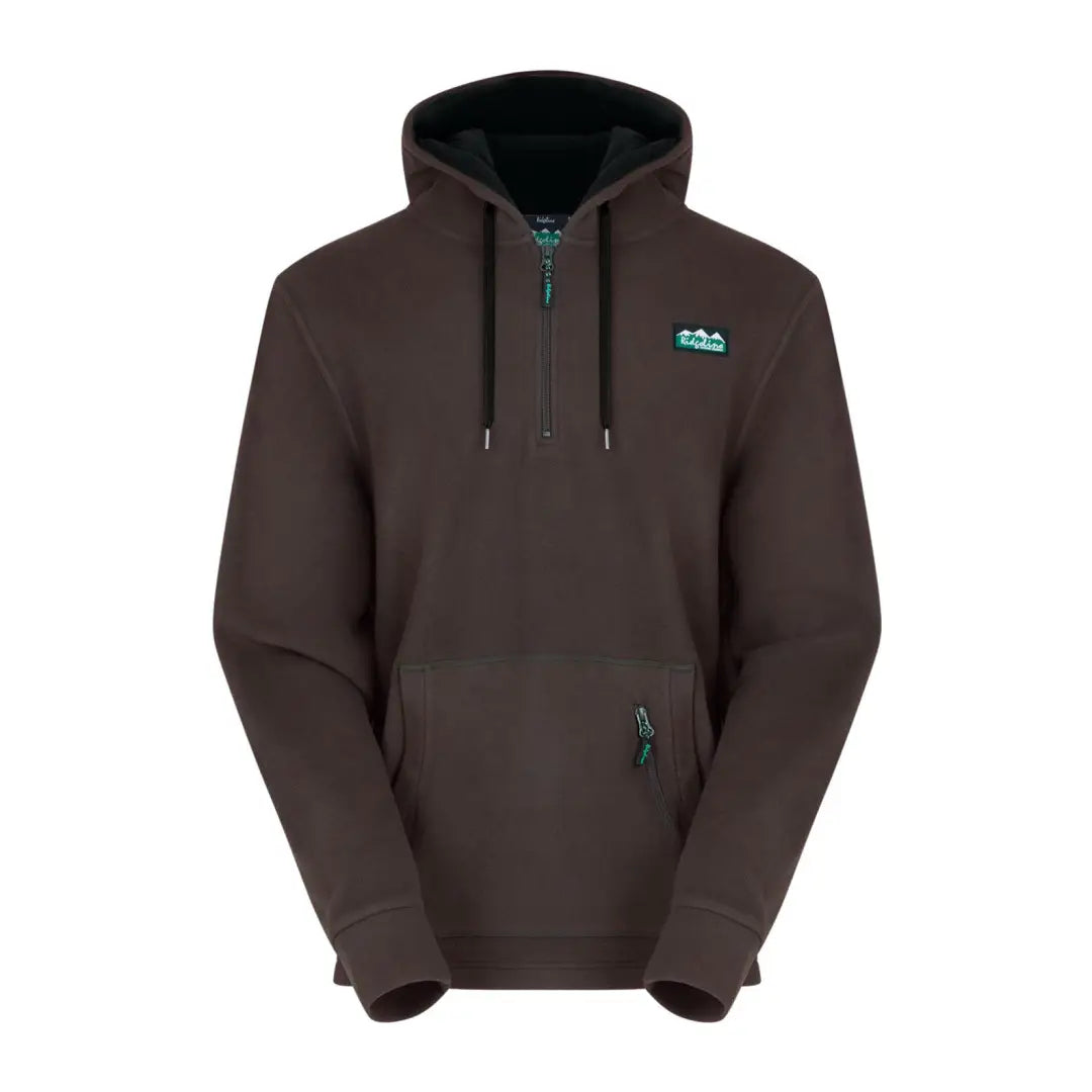 Brown hooded sweatshirt with half-zip, perfect for cosy southern days and chilly autumn vibes