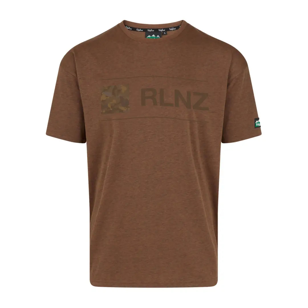 Brown Ridgeline Basis T-Shirt with RLNZ print, perfect for country clothing lovers