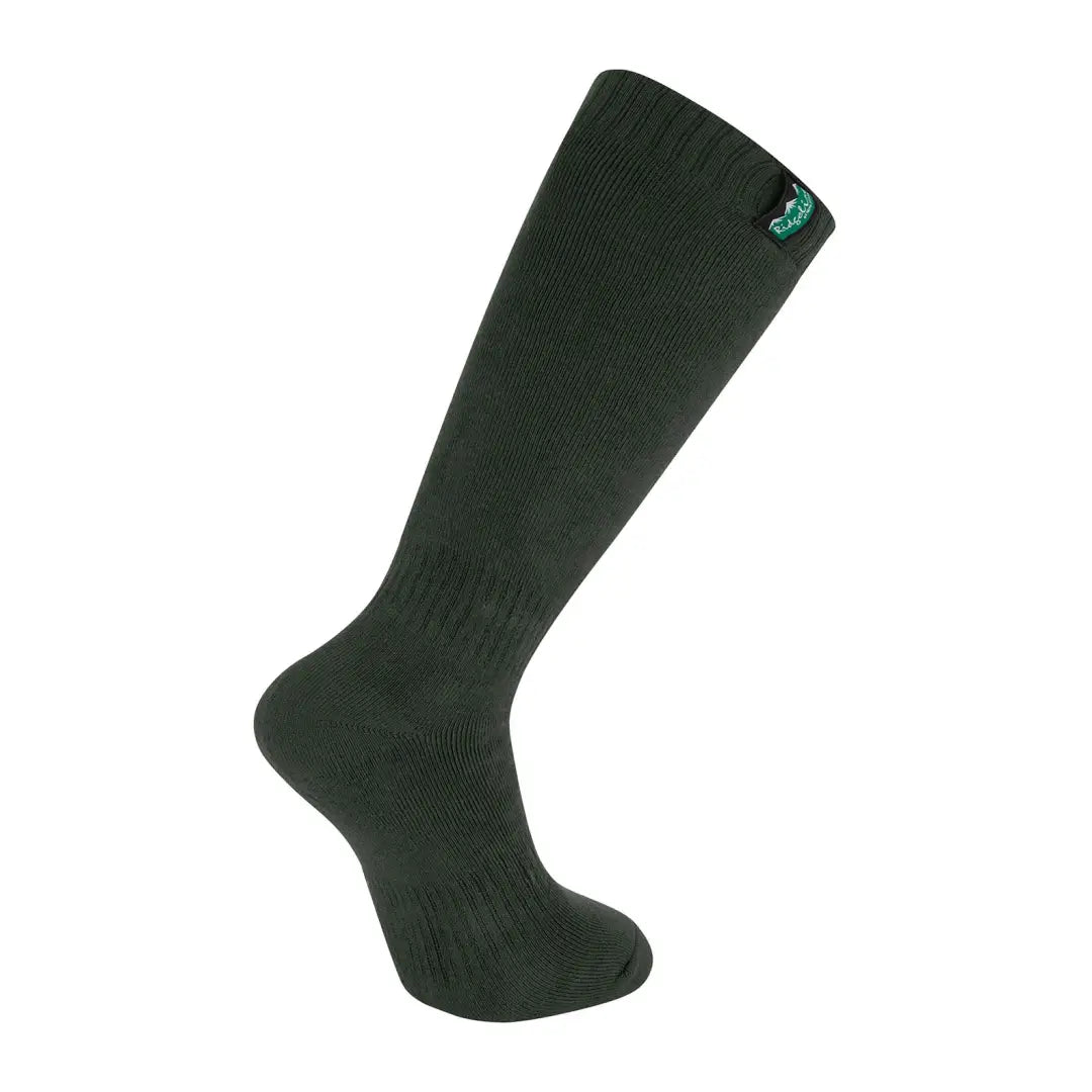 Dark green knee-high Ridgeline Cotton Work Socks with logo for comfy work days