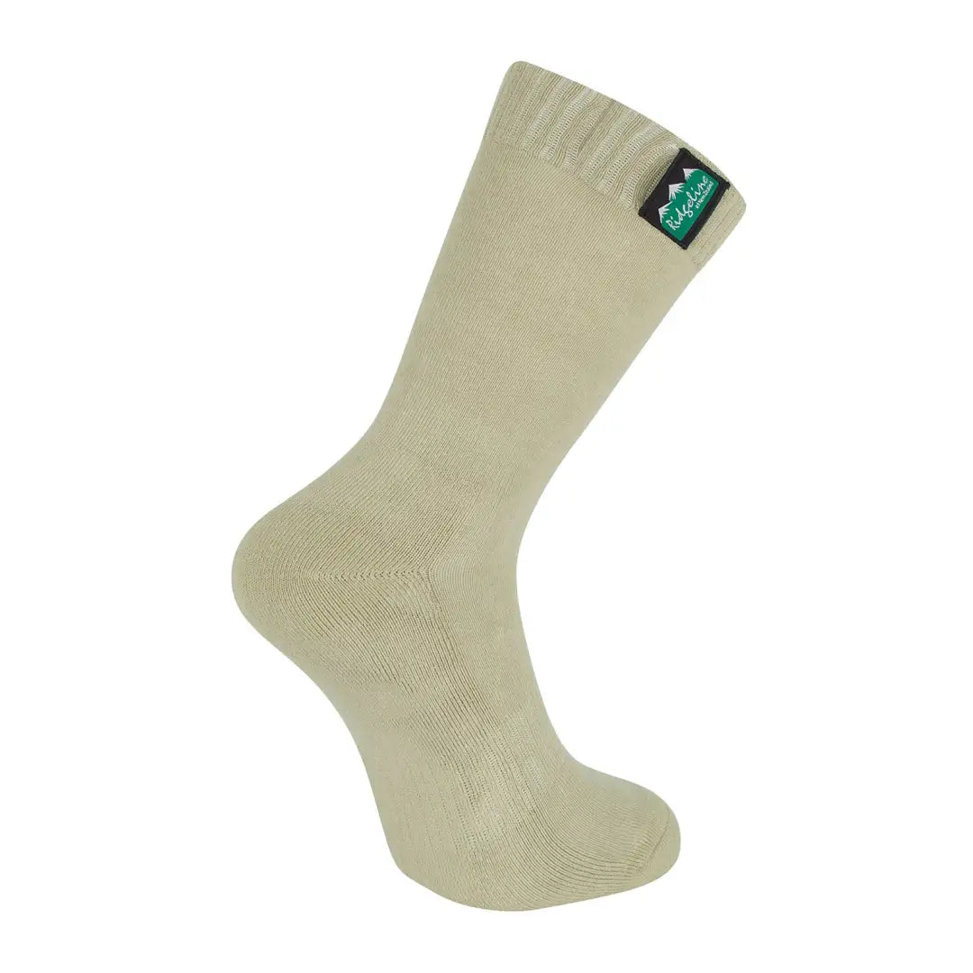 Beige Ridgeline Cotton Work Socks with a small green label for style and comfort