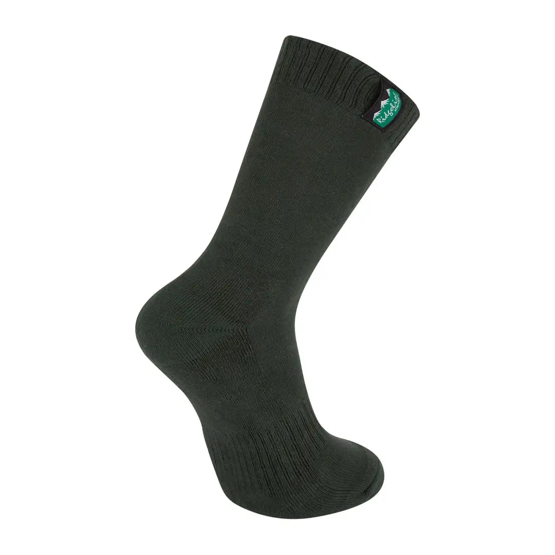 Dark green Ridgeline Cotton Work Socks with teal logo, perfect for daily use