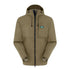 Tan hooded Ridgeline Gradient Jacket with zipper and logo patch for style in the British Isles