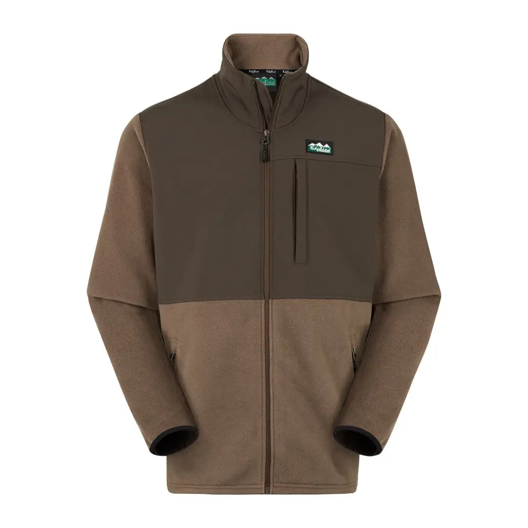 Two-tone brown Ridgeline Hybrid Men’s Fleece Jacket, perfect for country clothing and hunting