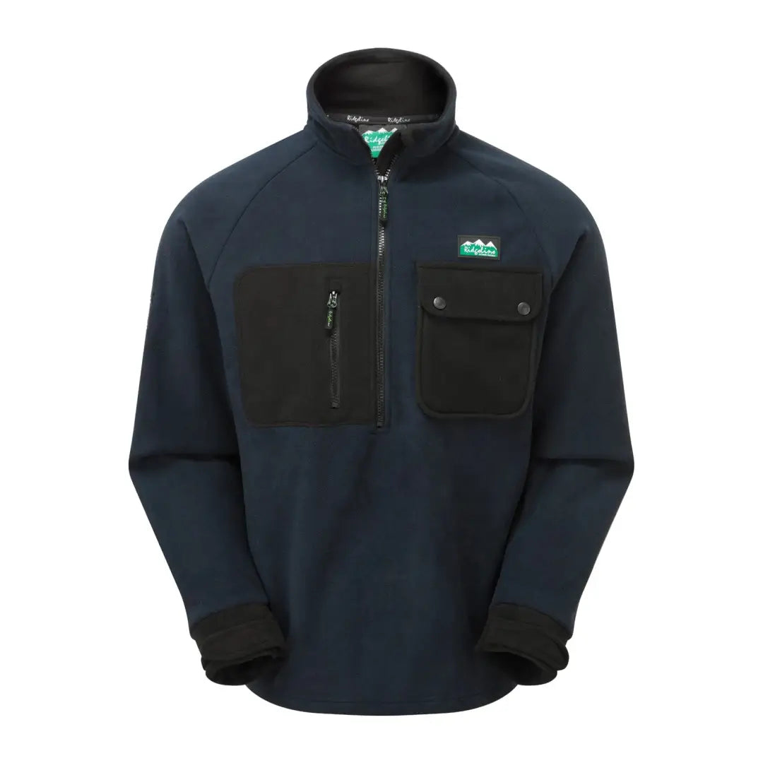 Navy blue durable fleece pullover jacket with black accents from Ridgeline Igloo II Bush Shirt