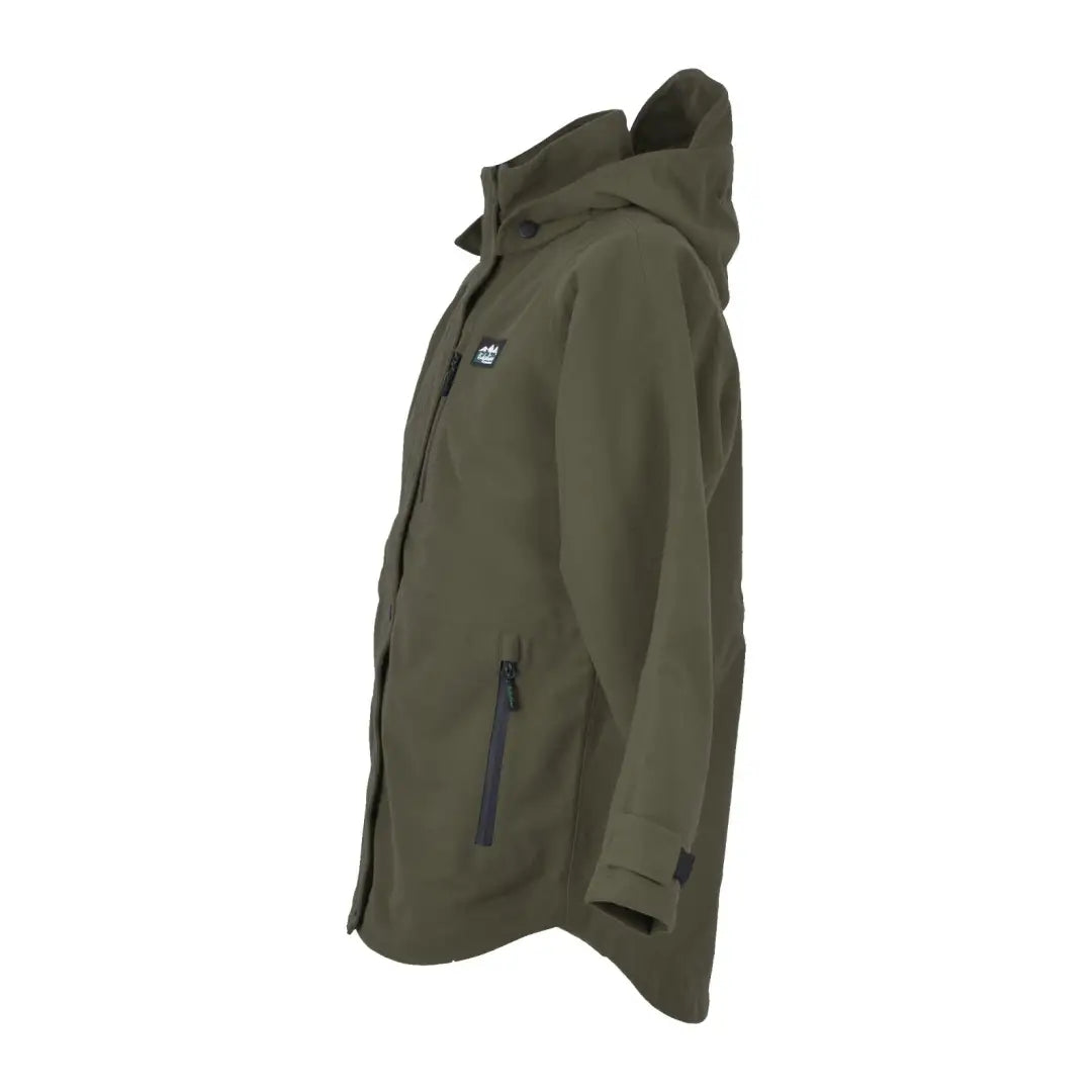 Olive green Ridgeline Kids Monsoon Jacket with zipper pockets for stylish rainy days