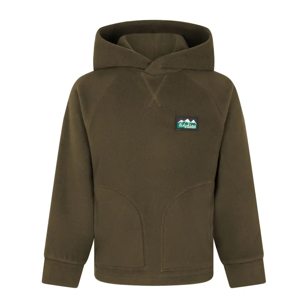 Olive green Ridgeline Kids Northern Pines Fleece sweatshirt with logo patch for outdoor fun