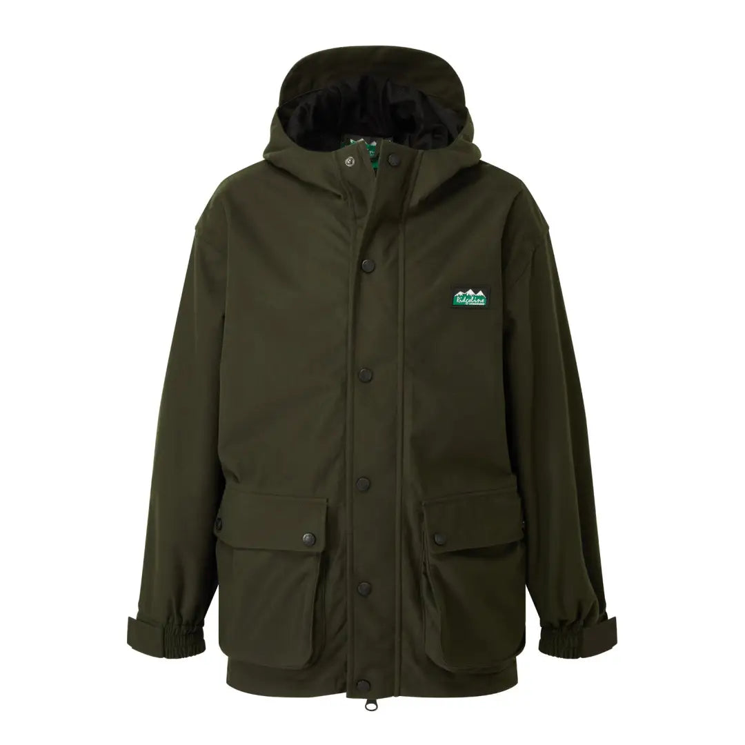 Dark green Ridgeline Kids Spiker Jacket with pockets and logo perfect for outdoor fun