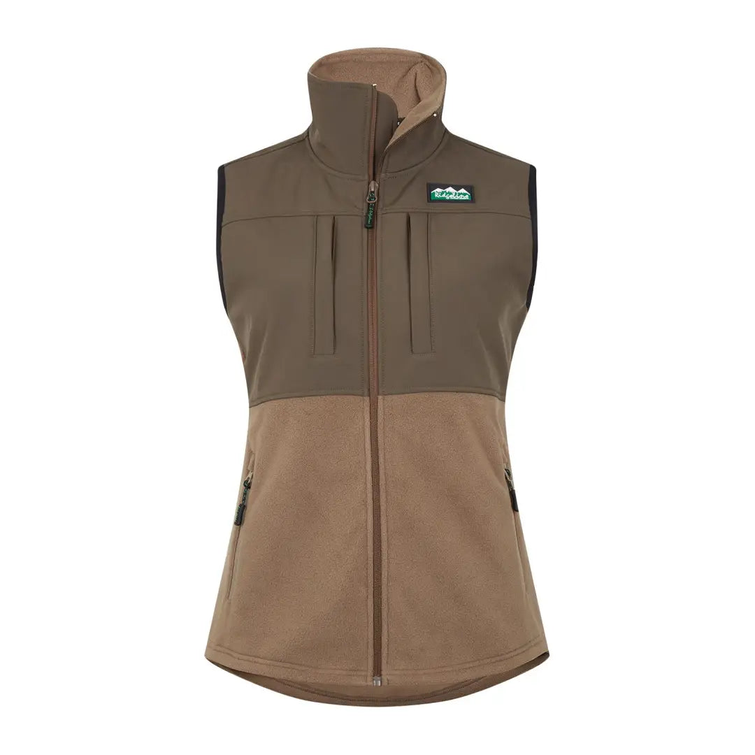 Two-tone ladies hybrid vest with full zipper and pockets, perfect for country clothing